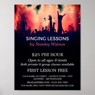 Red Smoke Concert Crowd, Vocalist Lessons Poster