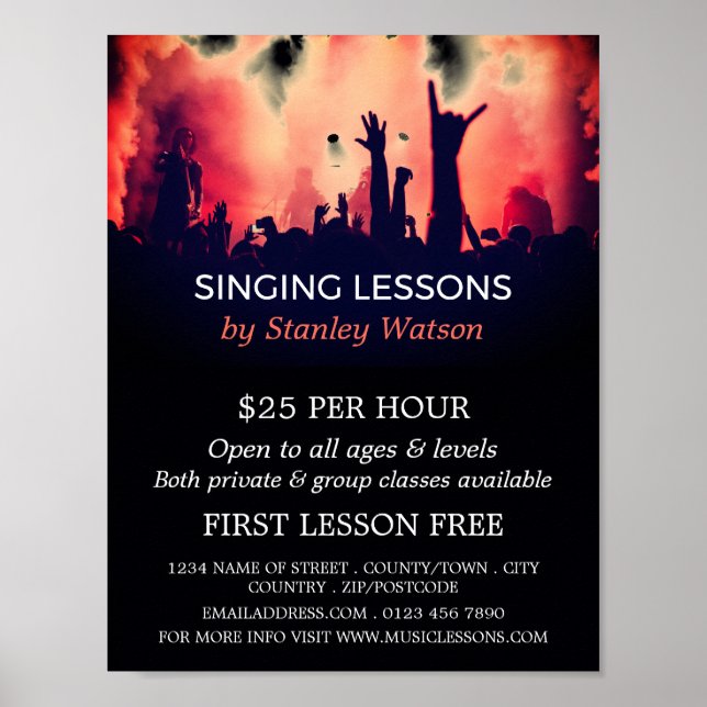 Red Smoke Concert Crowd, Vocalist Lessons Poster (Front)