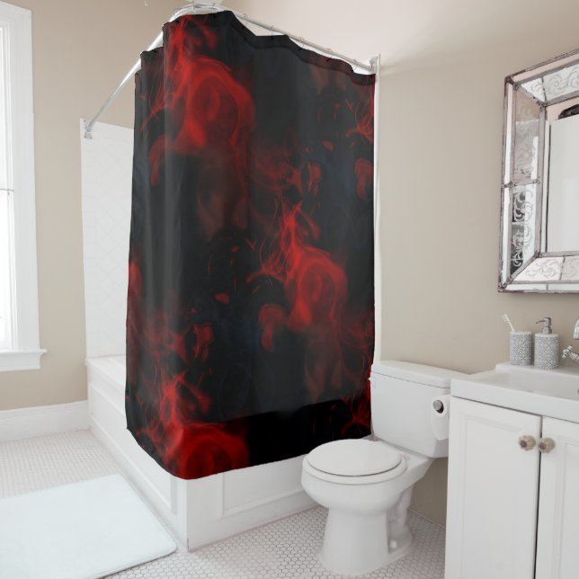 red smoke shower curtain (In Situ)