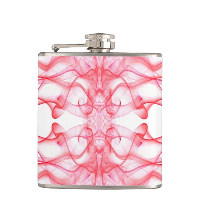 Red Smoke Symmetrical Minimalist Abstract Hip Flask (Front)