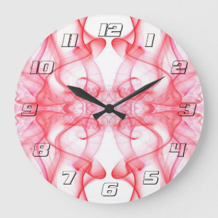 Red Smoke Symmetrical Minimalist Abstract Large Clock