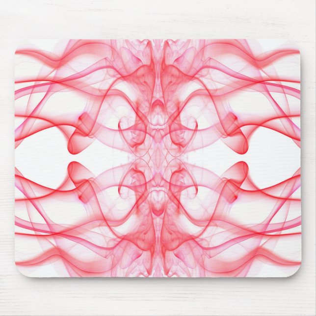 Red Smoke Symmetrical Minimalist Abstract Mouse Mat (Front)