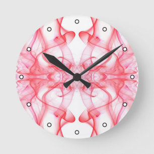 Red Smoke Symmetrical Minimalist Abstract Round Clock