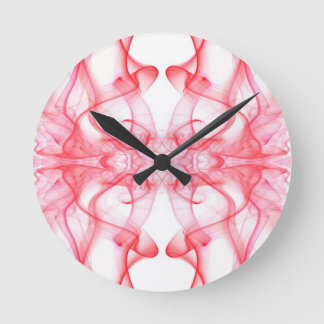 Red Smoke Symmetrical Minimalist Abstract Round Clock