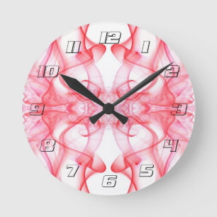 Red Smoke Symmetrical Minimalist Abstract Round Clock