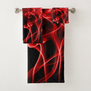 Red Smoke Symmetrical Minimalist Black Bath Towel Set
