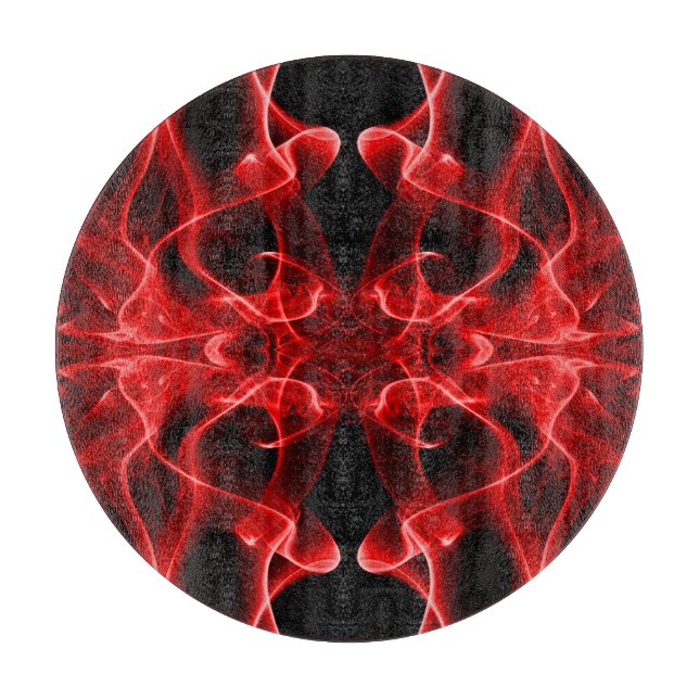 Red Smoke Symmetrical Minimalist Black Cutting Board (Front)