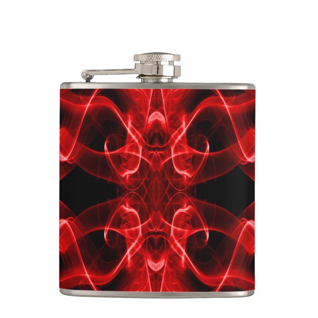 Red Smoke Symmetrical Minimalist Black Hip Flask (Front)