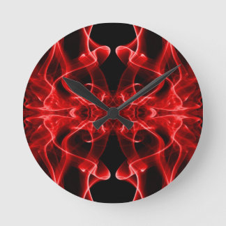 Red Smoke Symmetrical Minimalist Black Round Clock