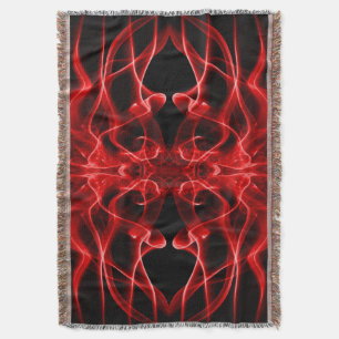 Red Smoke Symmetrical Minimalist Black Throw Blanket
