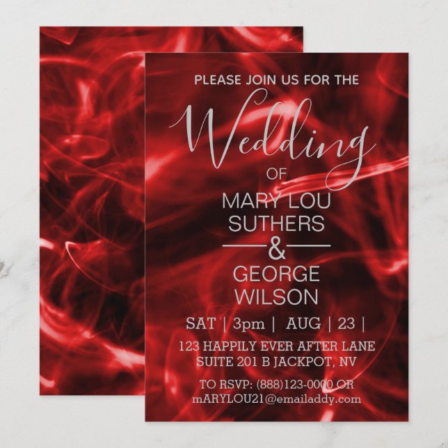 Red Smoke Wedding Invitation (Front/Back)