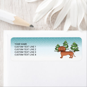 Red Smooth Coat Dachshund Cute Dog - Winter Forest