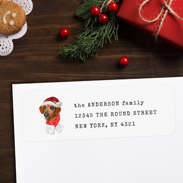 Red Smooth Coated Dachshund Dog Return Address (Creator Uploaded)