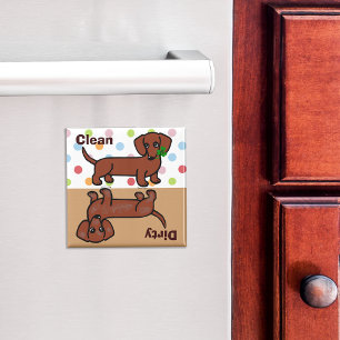 Red Smooth Dachshund 2 Dirty / Clean Magnet