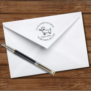 Red Smooth Dachshund Cartoon Return Address  Self-inking Stamp