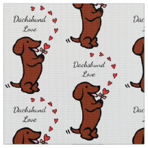 Red Smooth Dachshund Love Fabric
