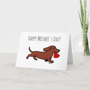 Red Smooth Dachshund Mother's Day Card