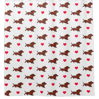 Red Smooth Dachshund Running Shower Curtain