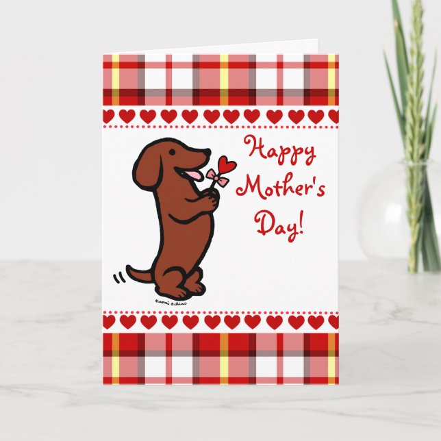 Red Smooth Haired Dachshund Card (Front)