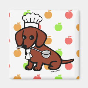Red Smooth Haired Dachshund Chef Magnet
