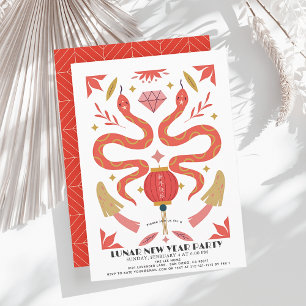Red Snake 2025 Lunar/Chinese New Year Party Invitation