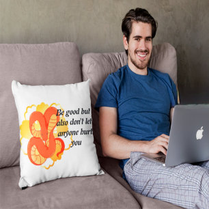 Red Snake on a Golden Flower” Unique & Luxurious Decorative Cushion