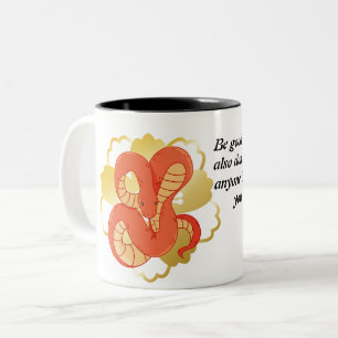 Red Snake on a Golden Flower” Unique & Luxurious Two-Tone Coffee Mug