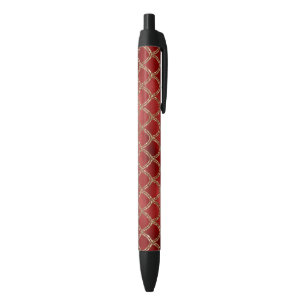 Red Snake Serpent Reptile Pattern Black Ink Pen