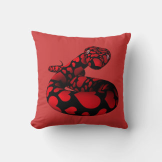Red Snake With Hearts Cushion