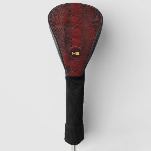 Red Snakeskin Leather Embossed Monogram Golf Head Cover