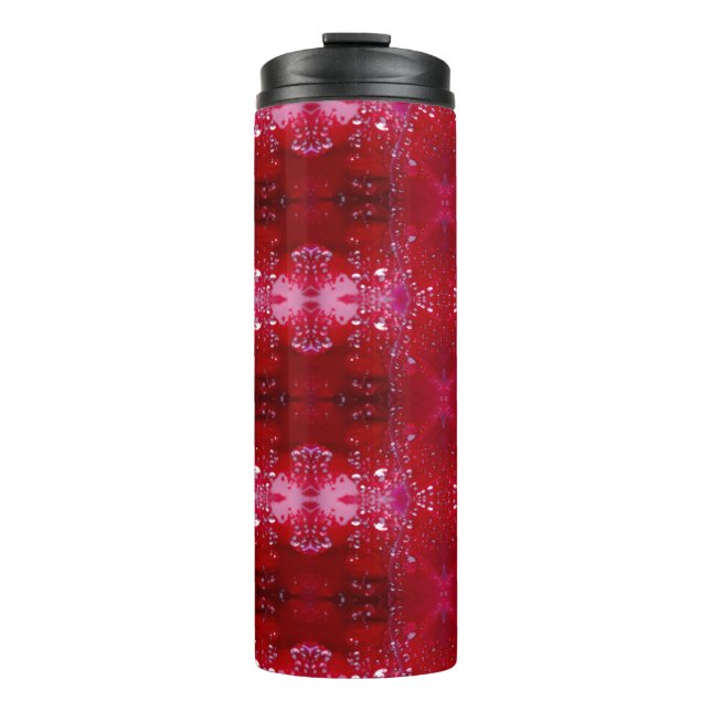 Red Snapdragon Ikat  Thermal Tumbler (Front)