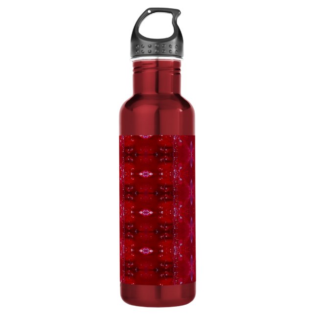 Red Snapdragon Ikat Too 710 Ml Water Bottle (Front)
