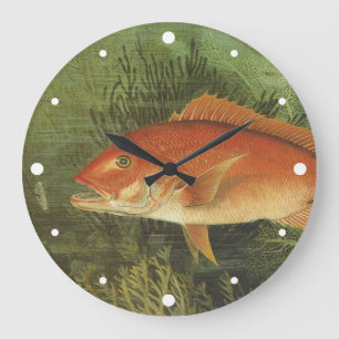 Red Snapper Fish by Kilbourne, Vintage Marine Life Large Clock