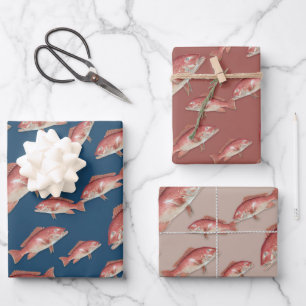 Red Snapper Fish Fisherman Wrapping Paper Sheet
