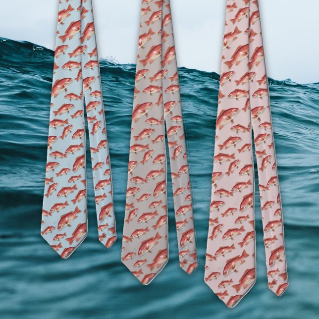 Red Snapper Saltwater Fish Pattern Tie (Creator Uploaded)