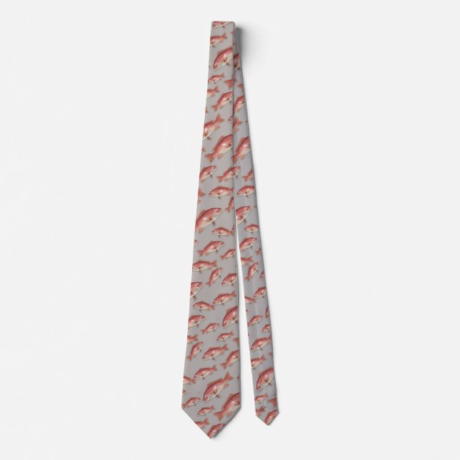 Red Snapper Saltwater Fish Pattern Tie (Front)