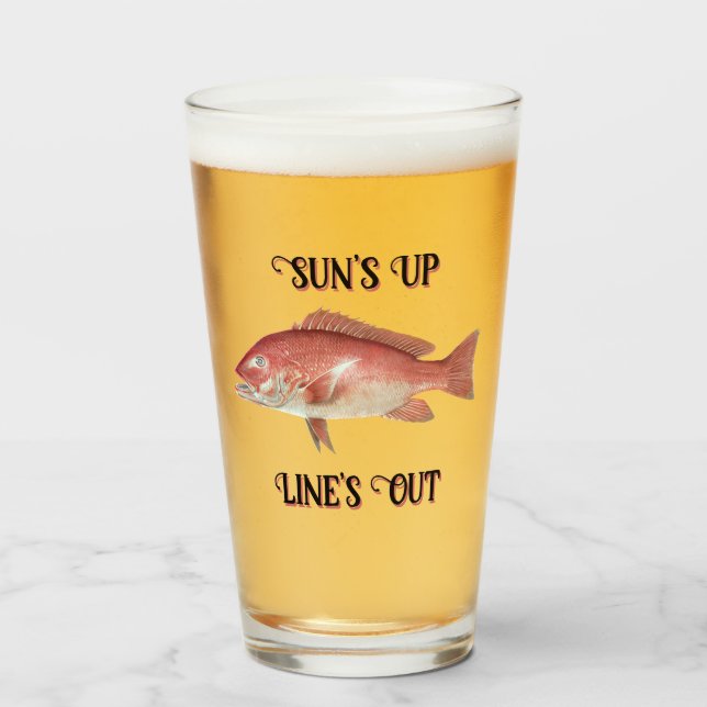 Red Snapper Suns Out Lines Out Saying Glass (Front Filled)