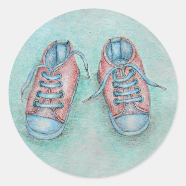 red sneaker shoes classic round sticker (Front)