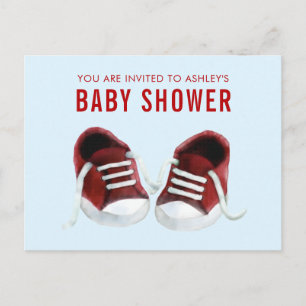 Red Sneakers Baby Shower Invitation Postcard