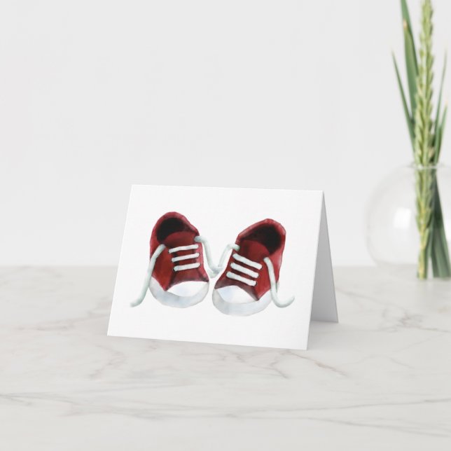 Red Sneakers Baby Shower Thank You Cards (Front)