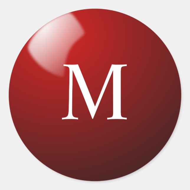 Red Snooker Ball Sticker with Monogram (Front)