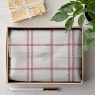 Red Snow Christmas Plaid Tissue Paper