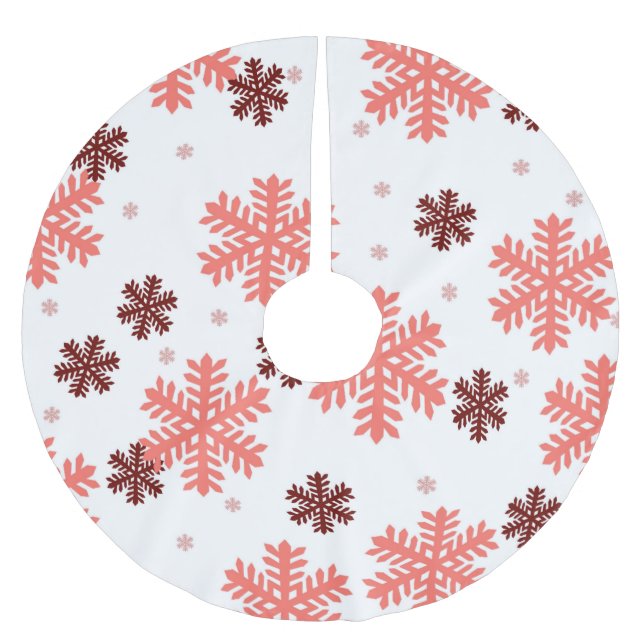 Red snow flakes Christmas pattern snow pattern des Brushed Polyester Tree Skirt (Front)