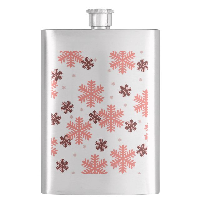 Red snow flakes Christmas pattern snow pattern des Hip Flask (Front)