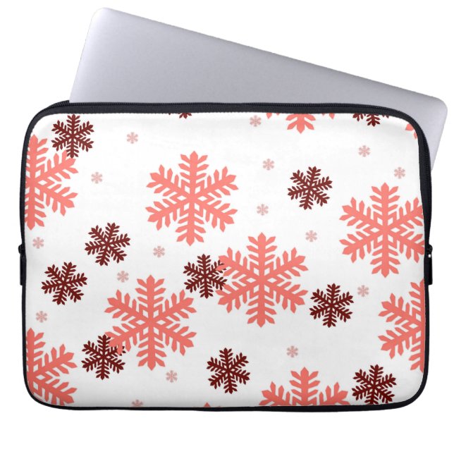 Red snow flakes Christmas pattern snow pattern des Laptop Sleeve (Front)
