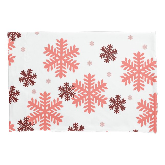 Red snow flakes Christmas pattern snow pattern des Pillowcase (Front)