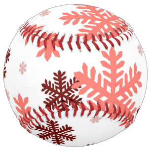 Red snow flakes Christmas pattern snow pattern des Softball