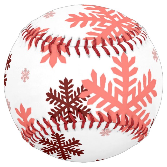 Red snow flakes Christmas pattern snow pattern des Softball (Front)