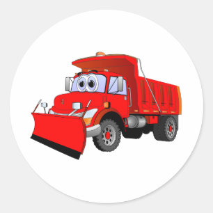 Red Snow Plough Cartoon Classic Round Sticker