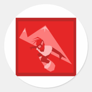 Red Snowboard Logo Classic Round Sticker